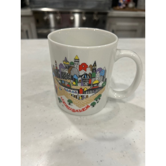 Other - Jerusalem Skyline Ceramic Coffee Tea Mug Colorful Israel White Cup
